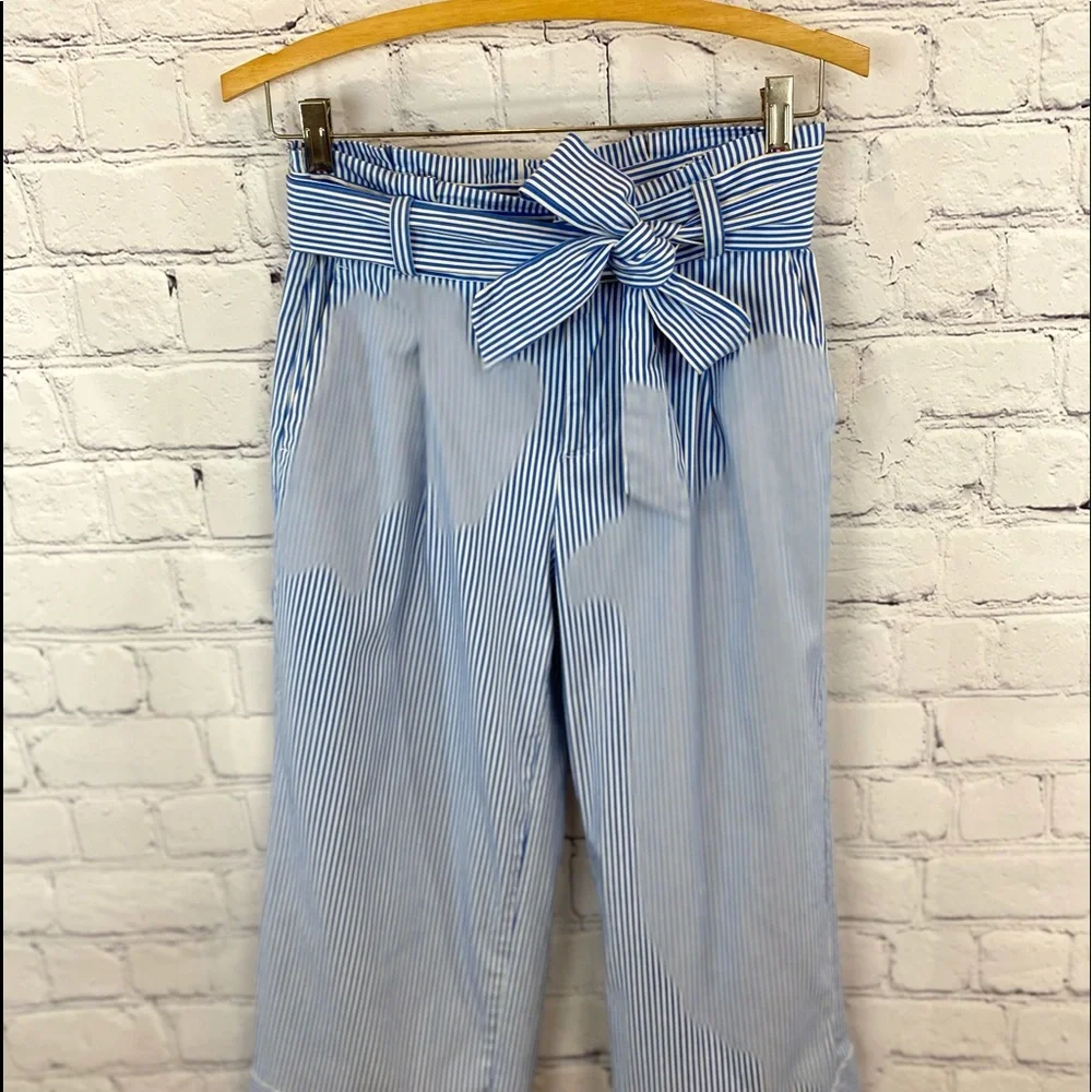 Banana Republic Pant Sz 0 Wide Leg Crop Stripe - Picture 4 of 8